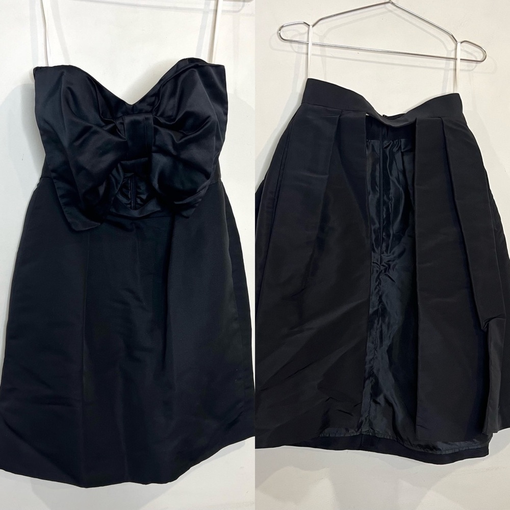 Alexis Maria black bow mini dress with detachable skirt size 6